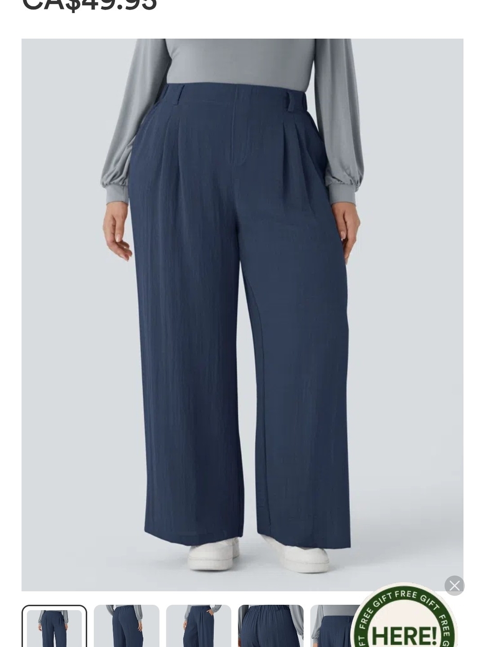 NWT-Halara High Waisted, Flowy, Linen Feel Wide Leg Pant With Pockets
